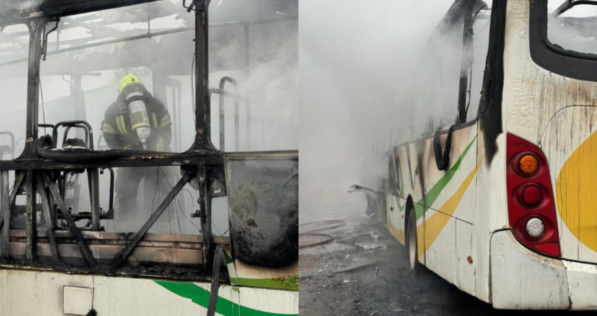 Ônibus pega fogo em Torres